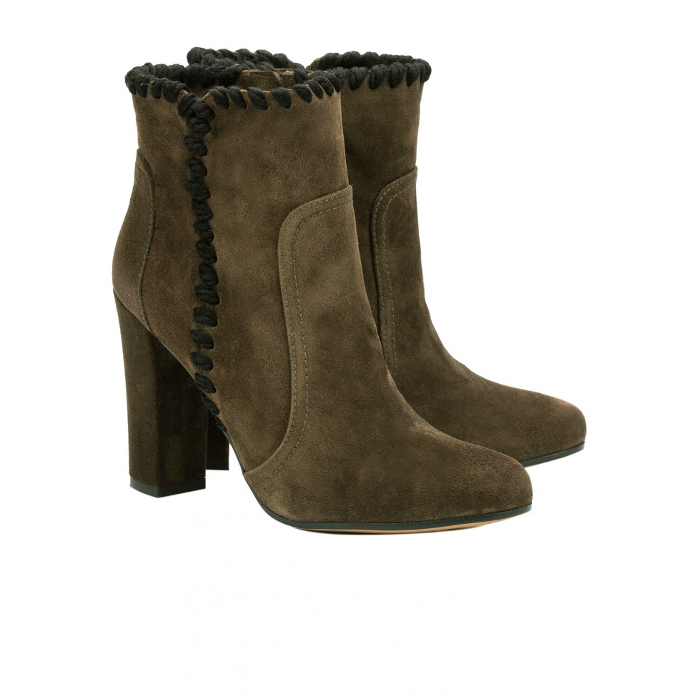 Army green ankle boots