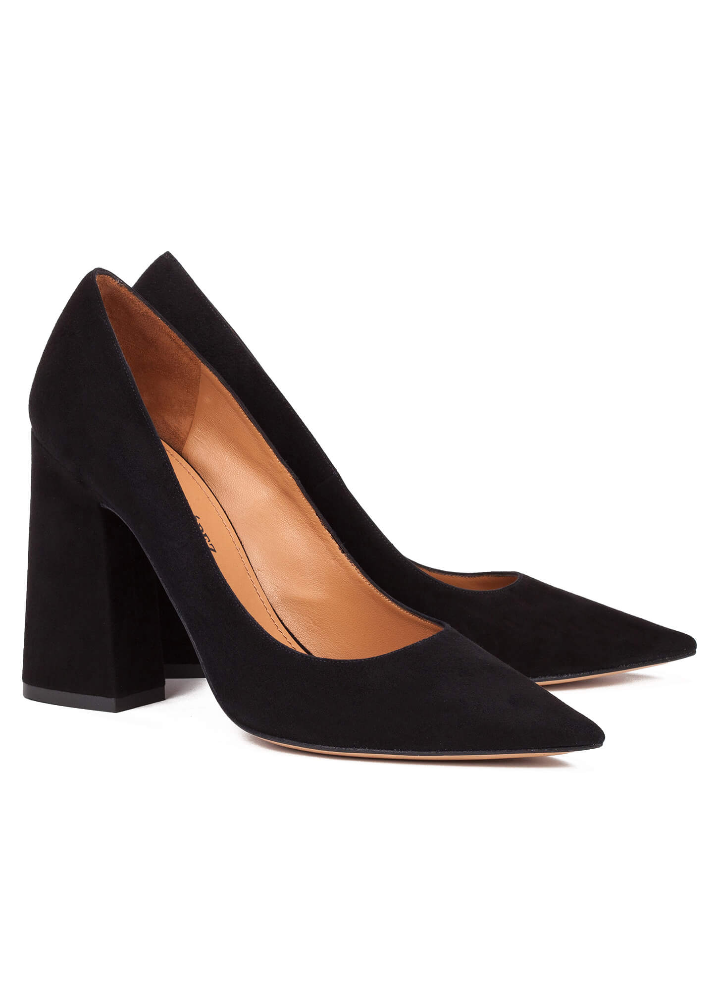 black block heels leather
