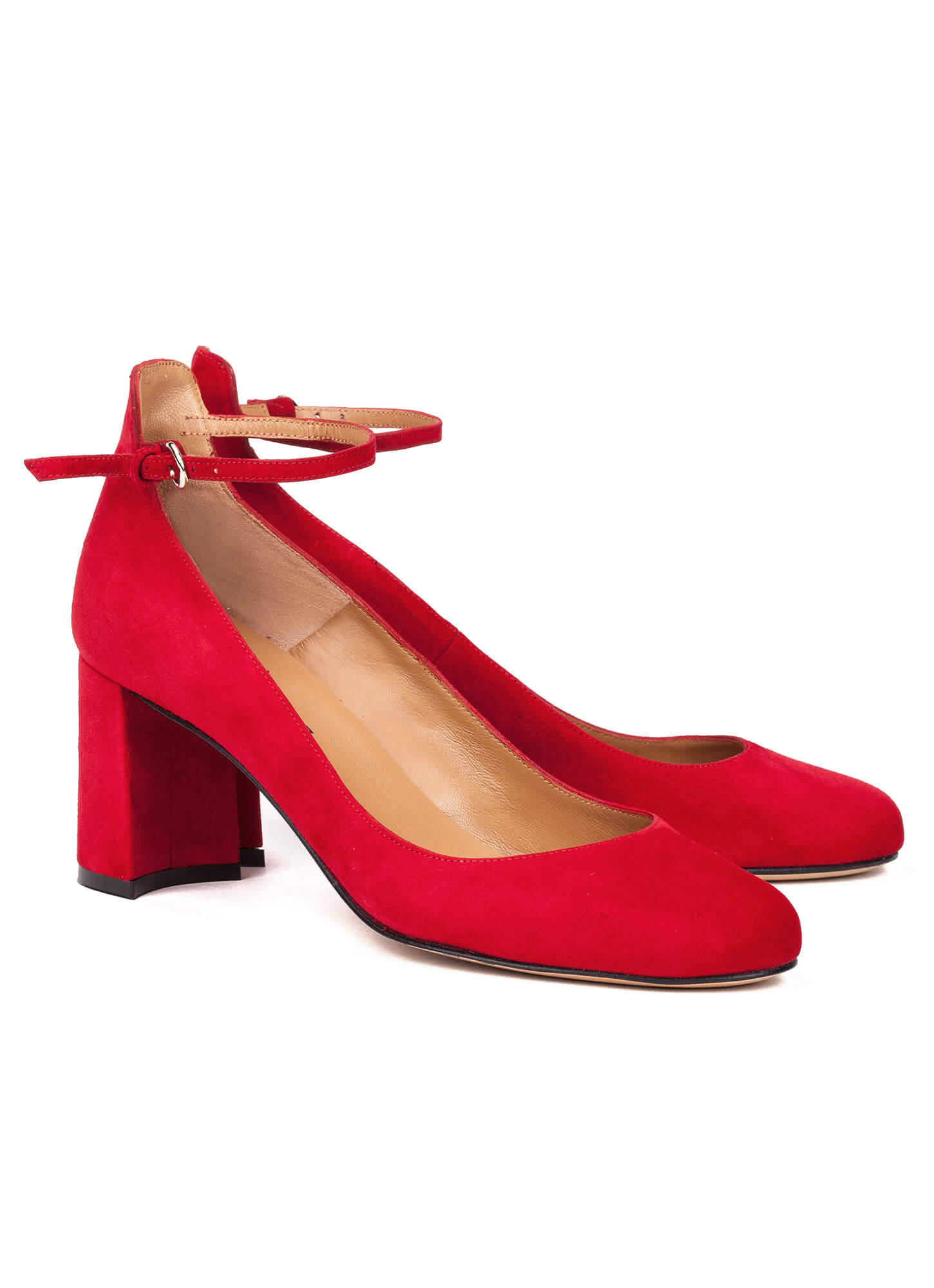 Mid heel shoes in red suede - online shoe store Pura Lopez . PURA LOPEZ