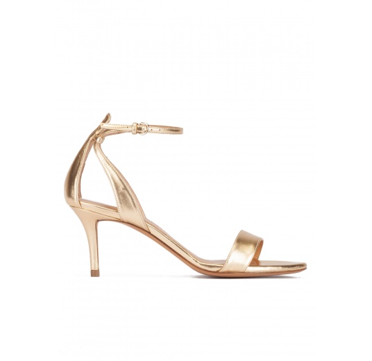 gold evening shoes mid heel