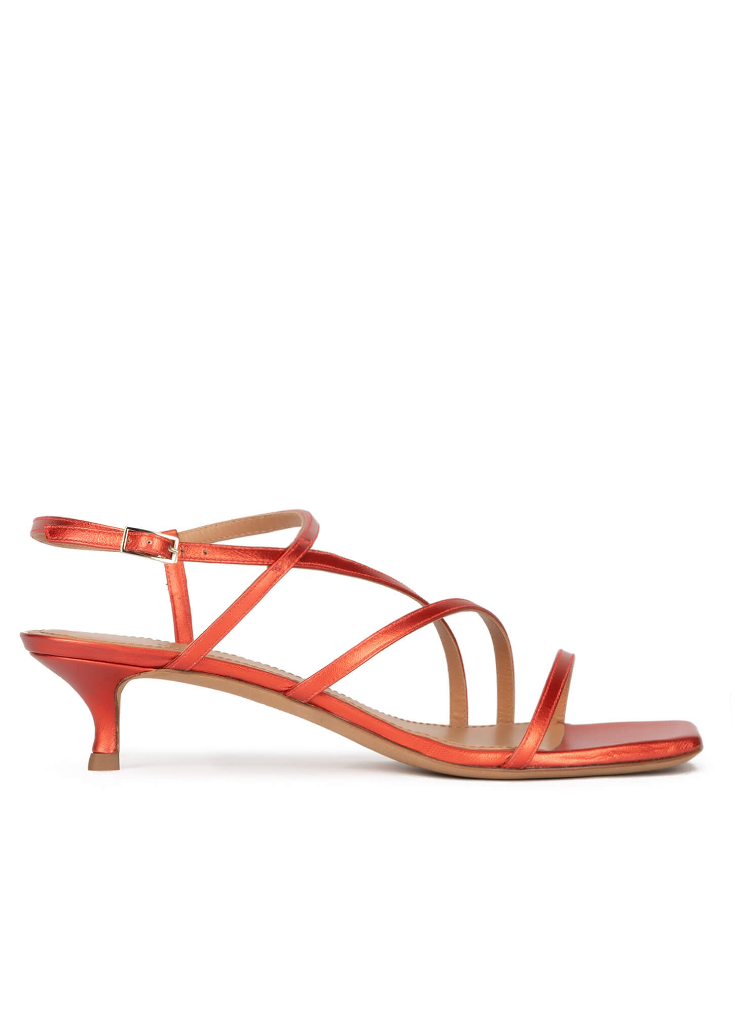 Coral strappy mid heel sandals in 