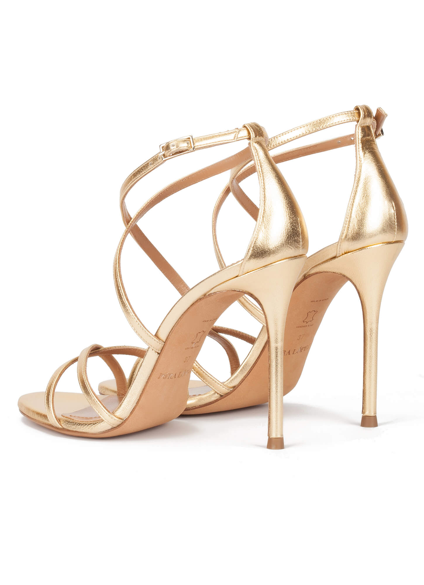 Sanga Gold Metallic Strappy High Heel Sandals