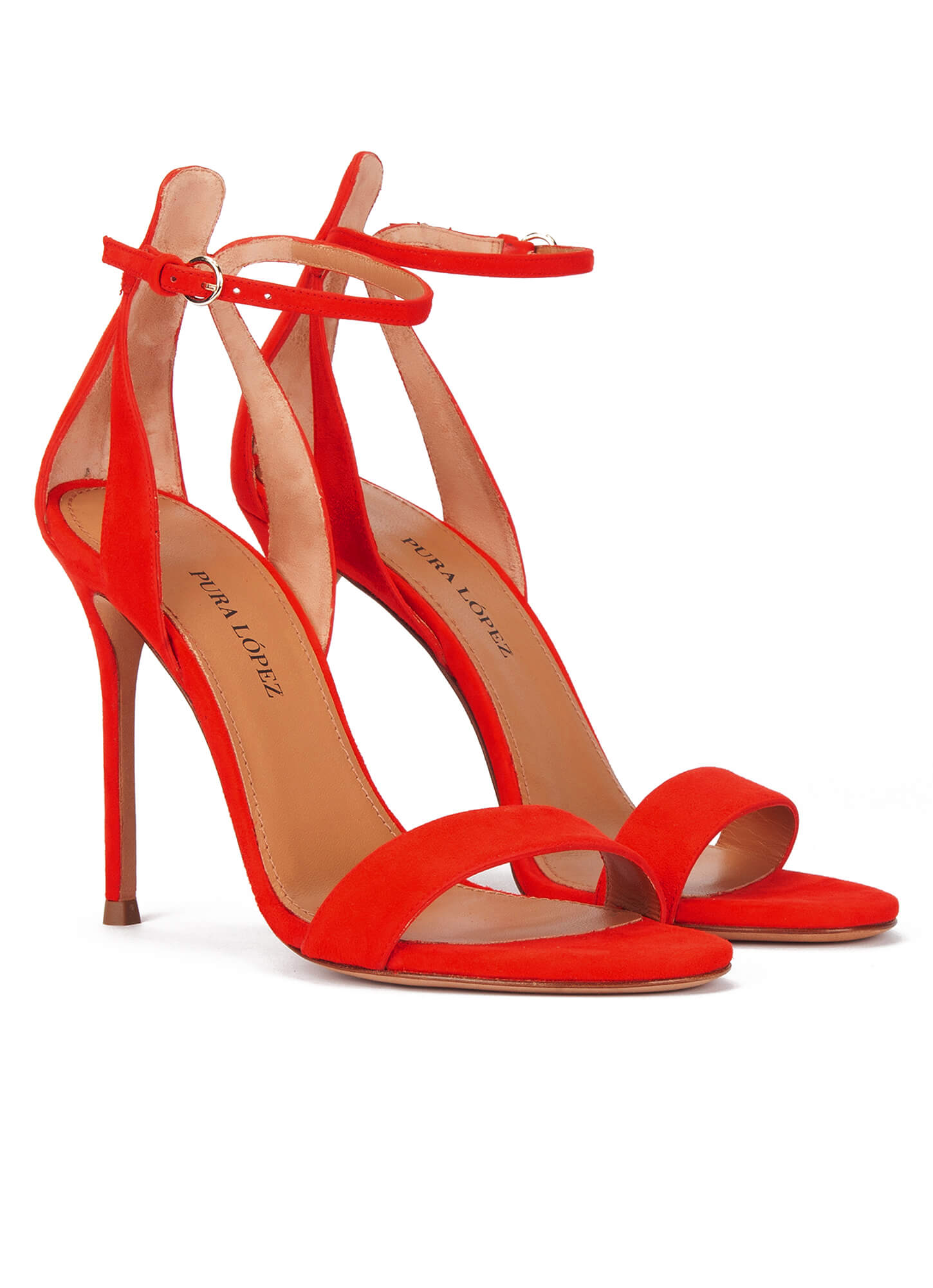 red platform heels with ankle strap