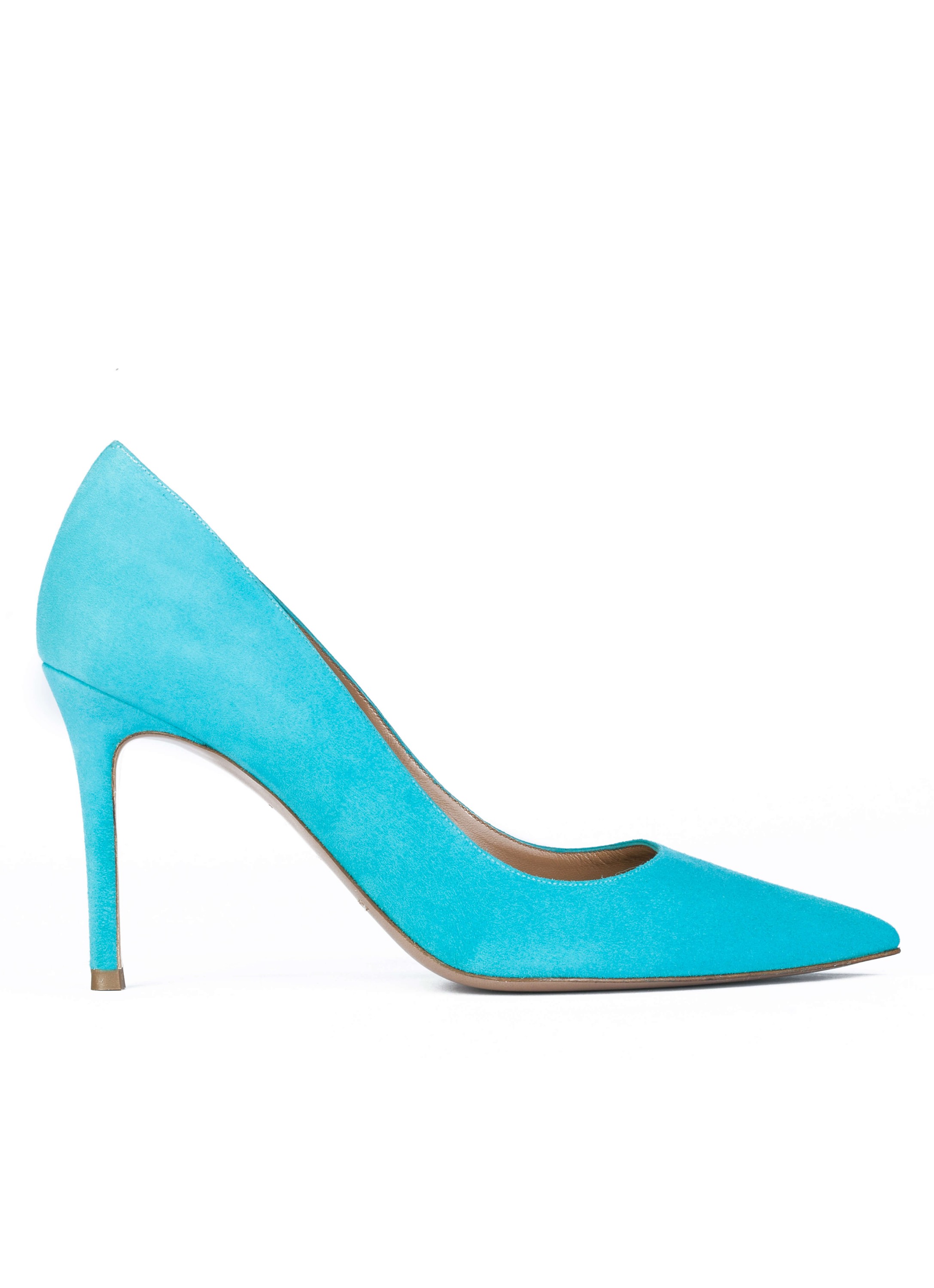 High heel pumps in turquoise suede - online shoe store Pura Lopez ...